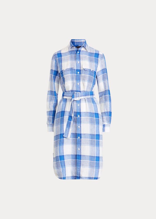 Vestido Polo Ralph Lauren Plaid Linen Mulher 24679-RWKQ